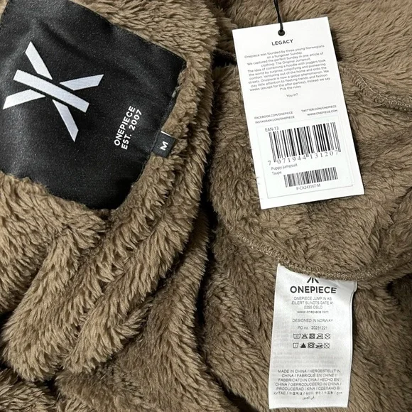 ONEPIECE Puppy Sherpa Jumpsuit, Taupe, Medium
